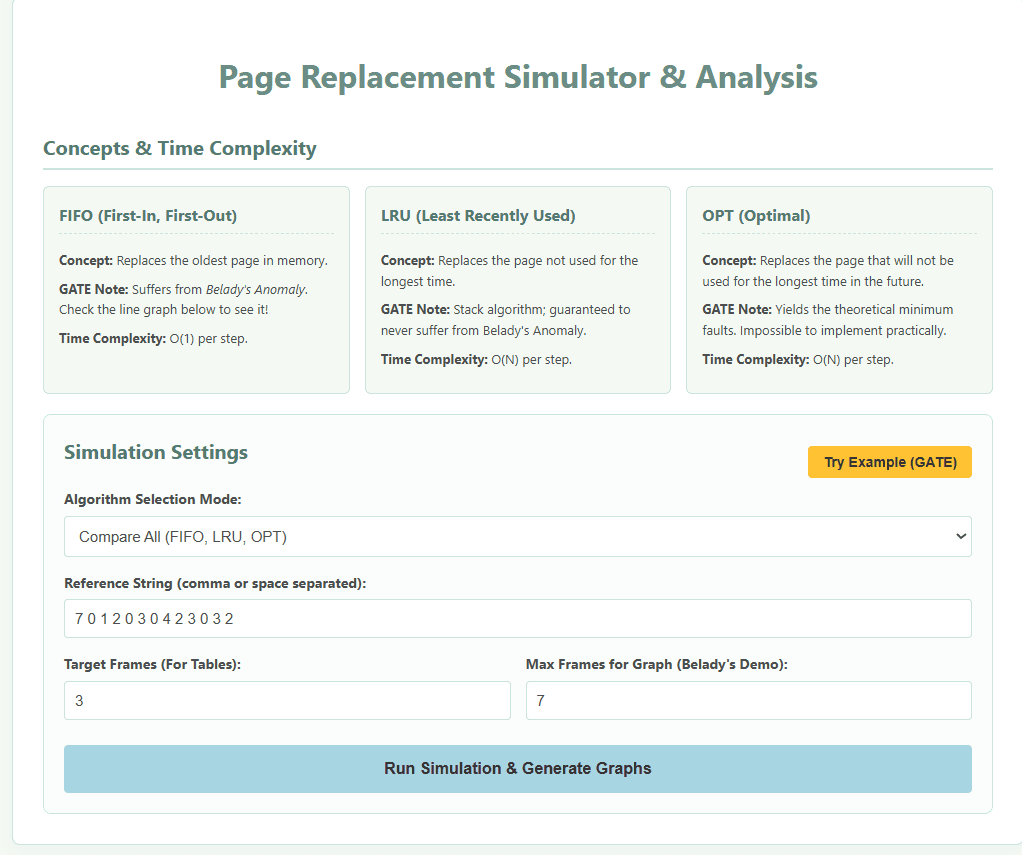 Page Replacement Algorithm Simulator